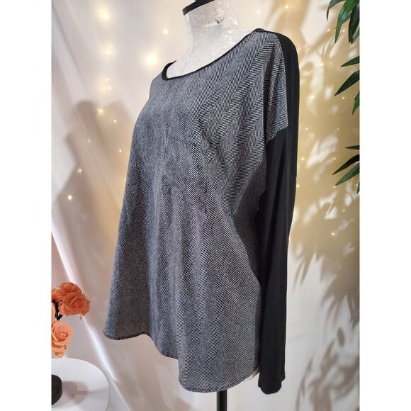Michael Michael Kors Herringbone Blouse Top Womens Plus Size 2X Flowy Career - Picture 2 of 11